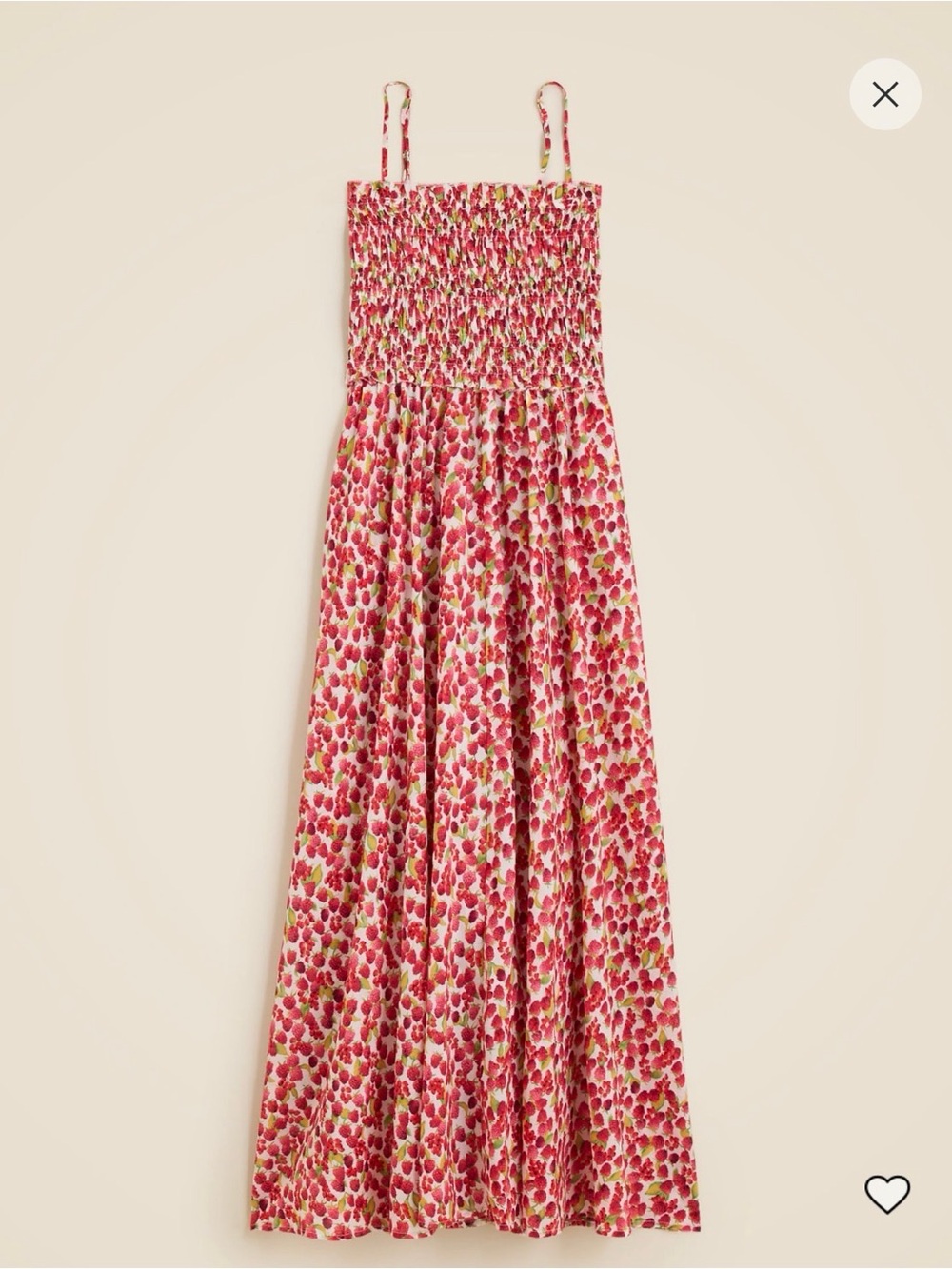 NWT JCrew smocked top raspberry print beach dress